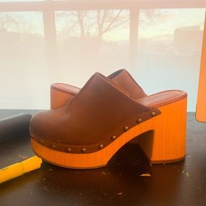 MIA Brown “Suede” clogs